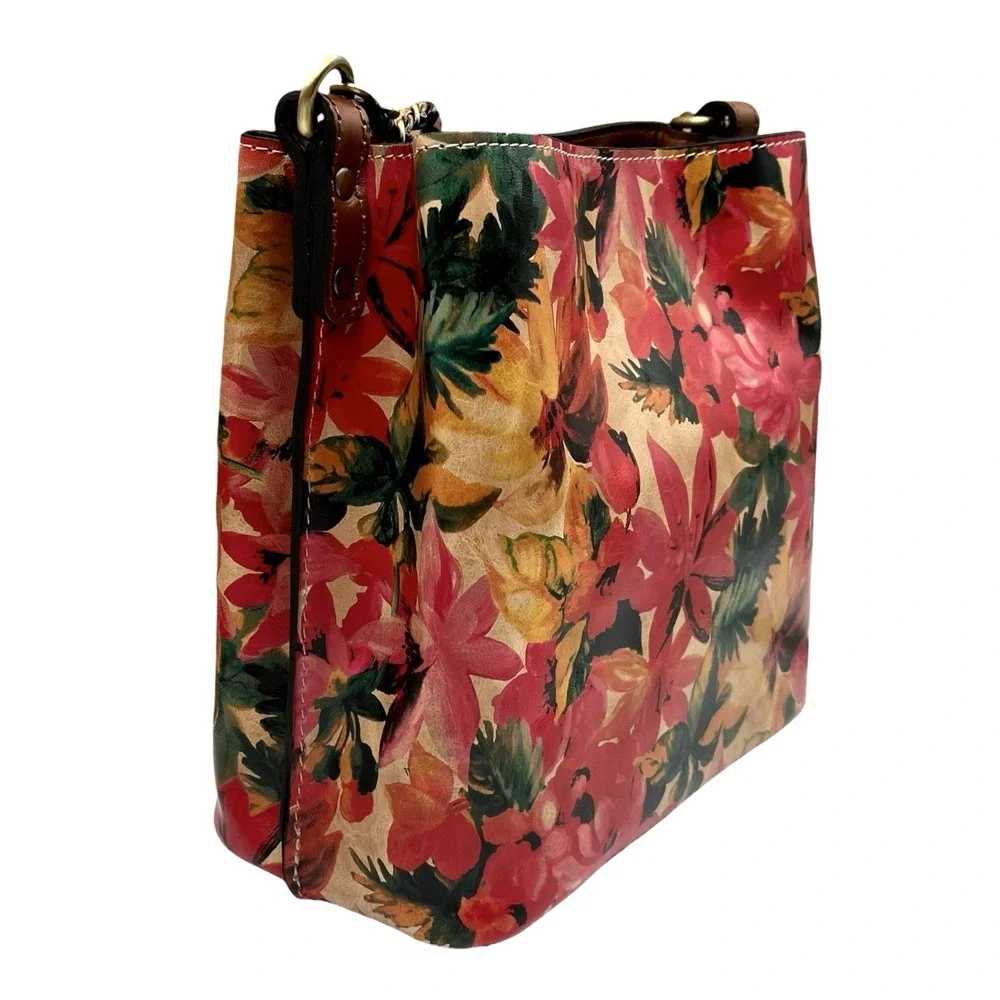 Patricia Nash Women's Ledra Leather Bucket Crossbody Purse Spring Floral Print